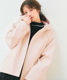【SALE／40%OFF】Feroux フード付きコクーンショート コート フェルゥ ジャケット・アウター その他のジャケット・アウター ピンク ホワイト ブラック【送料無料】