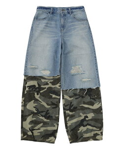X-girl FADED CAMO LAYERED PANTS �G�b�N�X�K�[�� �p���c ���̑��̃p���c �u���b�N�y���������z