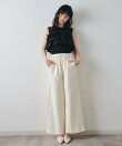 エンブレムエンブロイダリーカットワイドパンツ