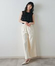エンブレムエンブロイダリーカットワイドパンツ