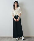 エンブレムエンブロイダリーカットワイドパンツ