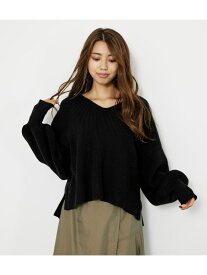 【SALE／20%OFF】rienda ボリュームスリーブV/N KNIT TOP リエンダ トップス ニット ブラック ブラウン ピンク ホワイト【送料無料】