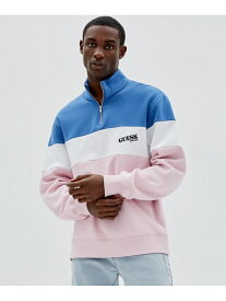 【SALE／50%OFF】GUESS (M)Half-Zip Pullover ゲス トップス スウェット・トレーナー ホワイト ブルー【送料無料】