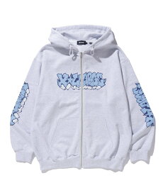 XLARGE GRAFFITI ZIP UP HOODED SWEATSHIRT パーカー XLARGE エクストララージ トップス パーカー・フーディー グレー ブラック イエロー【送料無料】