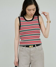 GALLARDAGALANTE マルチボーダータンク ガリャルダガランテ トップス ニット レッド ブラウン【送料無料】