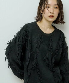 【SALE／40%OFF】Green Parks フリンジニットプルオーバー グリーンパークス トップス ニット ブラック ホワイト ブラウン ブルー