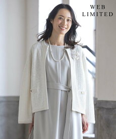 J.PRESS LADIES L 【WEB限定カラーあり・洗える】TWEED ニット ジャケット ジェイプレス ジャケット・アウター ノーカラージャケット ネイビー ホワイト グレー ブラック【送料無料】