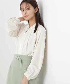 N. Natural Beauty Basic スタンドカラーフロントタックブラウス 24SS エヌ ナチュラルビューティーベーシック* トップス シャツ・ブラウス ホワイト グレー イエロー ブルー【送料無料】