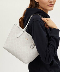 【SALE／62%OFF】COACH OUTLET ミニ シティ トート・シグネチャー キャンバス コーチ　アウトレット バッグ トートバッグ ホワイト【送料無料】