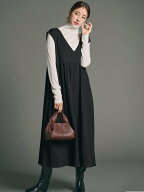 coca シボシャーリングVネックジャンパースカート コカ ワンピース・ドレス ジャンパースカート ブラック