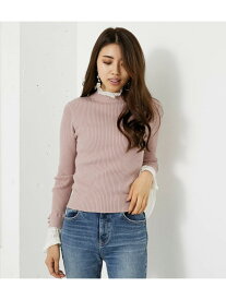 【SALE／40%OFF】rienda クロシェフリルRIB TOP リエンダ トップス ニット ブラック ホワイト ピンク