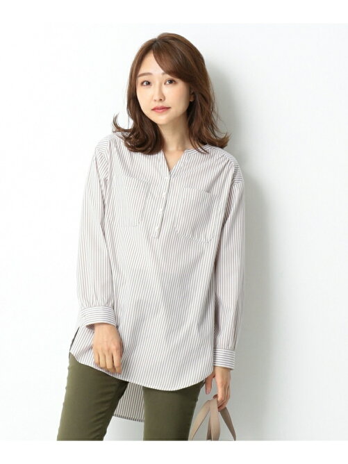 Any Sis 皺になりにくい ストライプロングシャツ Rakuten