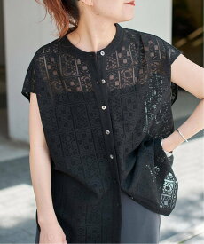 Spick & Span 《追加2》PEレースフレンチスリーブシャツ スピックアンドスパン トップス シャツ・ブラウス ブラック【送料無料】