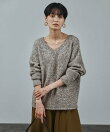 コットンウールメランジVネックニットプルオーバー