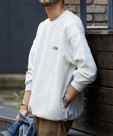 FREAK'S STORE ビッグシルエット スピンドル ダンボール ワンポイントロゴ クルーネックスウェット 25AW フリークスストア トップス スウェット・トレーナー ベージュ ブラック グリーン グレー【送料無料】