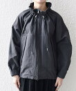 <洗濯機可能>ナイロン タスラン ギャザー スタンドカラー ブルゾン