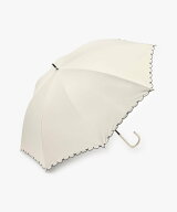 Afternoon Tea LIVING 【UVカット率・遮光率100%生地使用】スカラップリボン刺繍晴雨兼用長傘 日傘 アフ…