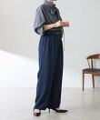 【リバイバル/ウエストを調整できる】ウールライクワイドパンツ/カセット服