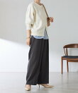 【リバイバル/ウエストを調整できる】ウールライクワイドパンツ/カセット服