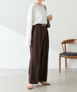 【リバイバル/ウエストを調整できる】ウールライクワイドパンツ/カセット服