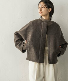 【SALE／40%OFF】MAYSON GREY ループカットノーカラージップジャケット メイソングレイ ジャケット・アウター テーラードジャケット・ブレザー イエロー ホワイト ブラウン【送料無料】