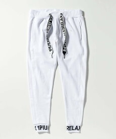 1PIU1UGUALE3 RELAX 1PIU1UGUALE3 RELAX ワイドスピンドルロゴスウェットパンツ シフォン パンツ ジャージ・スウェットパンツ グレー ホワイト ブラック【送料無料】