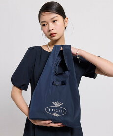 TOCCA 【WEB&一部店舗限定】【折り畳み収納可能】POINT OF RIBBON ECOBAG エコバッグ トッカ バッグ エコバッグ・サブバッグ ブラック ピンク ブルー グレー ベージュ ネイビー