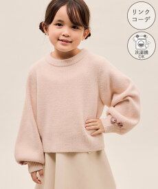 【SALE／20%OFF】ROPE' PICNIC KIDS 【KIDS/キッズ】スフレニットシリーズ リボンニットプルオーバー/イージーケア・リンクコーデ ロペピクニック トップス ニット グリーン ベージュ ピンク