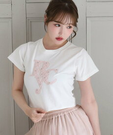 【SALE／20%OFF】one after another NICE CLAUP ビジュー付きロゴアソートサスティナブルTシャツ ワンアフターアナザー ナイスクラップ トップス その他のトップス ベージュ ピンク ブラック ホワイト