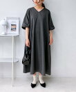 ○『ゆったりサイズ/体型カバー』バックリボンボリュームワンピース