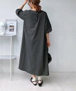 ○『ゆったりサイズ/体型カバー』バックリボンボリュームワンピース
