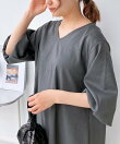 ○『ゆったりサイズ/体型カバー』バックリボンボリュームワンピース