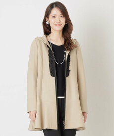 【SALE／50%OFF】TO BE CHIC ウールツイルジャージー フードコート トゥー ビー シック ジャケット・アウター その他のジャケット・アウター ベージュ ブラック【送料無料】