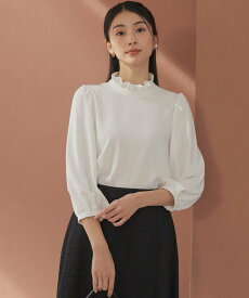 【SALE／30%OFF】組曲 【KUMIKYOKU NAVY】ジョーゼットシフォン スタンドフリルブラウス クミキョク トップス シャツ・ブラウス ピンク ネイビー【送料無料】