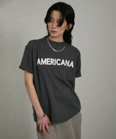 SALON adam et rope' 【Americana(アメリカーナ)】ラフィー丸胴 ロゴプリントTシャツ / レタリングTシャツ サロン アダム エ ロペ トップス カットソー・Tシャツ ブラック ホワイト【送料無料】