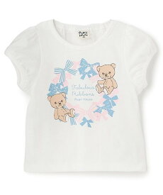 Pupil House バリュー半T ぬいぐるみ クマ&リボン ナルミヤオンライン トップス カットソー・Tシャツ ピンク ネイビー ホワイト