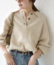 【SALE／30%OFF】SHIPS any SHIPS any:＜手洗い可能＞AQUA カシミヤ ミックス ポロ ニット シップス トップス ニット ベージュ ブラウン イエロー【送料無料】
