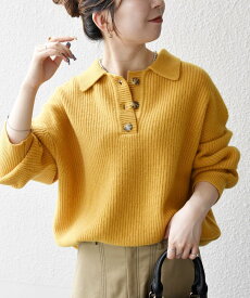 【SALE／30%OFF】SHIPS any SHIPS any:＜手洗い可能＞AQUA カシミヤ ミックス ポロ ニット シップス トップス ニット ベージュ ブラウン イエロー【送料無料】