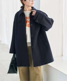 Spick & Span 《予約》160Sビーバーハーフコート スピックアンドスパン ジャケット・アウター ステンカラーコート ネイビー ベージュ ブラウン【送料無料】