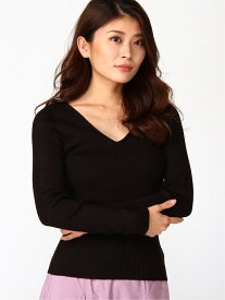 rienda Washable VN RIB Knit TOP リエンダ トップス ニット ブラック ブラウン パープル ホワイト【送料無料】