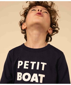 PETIT BATEAU プリント長袖Tシャツ プチバトー トップス カットソー・Tシャツ ブルー ホワイト グレー【送料無料】