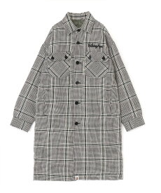 A BATHING APE BAPE EMBROIDERY LOGO CHECK LONG SHIRT COAT ア ベイシング エイプ ジャケット・アウター その他のジャケット・アウター グレー【送料無料】