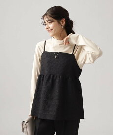 【SALE／52%OFF】SHOO・LA・RUE 【2点セット/シーズンレス】きれい見え 体型カバーもできる ペプラムキャミ+インナー シューラルー トップス アンサンブル ブラック ブラウン