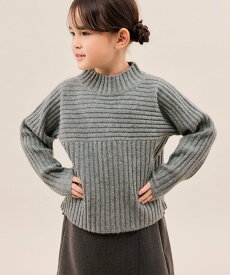 【SALE／30%OFF】ROPE' PICNIC KIDS 【KIDS/キッズ】もちもちリブ切り替えニットプルオーバー/イージーケア・リンクコーデ ロペピクニック トップス ニット グレー ブルー レッド ホワイト