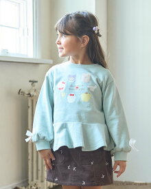 Lycee mine 【スタジオハヌ×サンリオキャラクターズ】ペプラムシルエットプリントスウェット ナルミヤオンライン トップス スウェット・トレーナー パープル ブルー グリーン