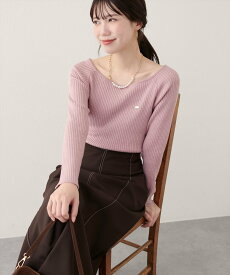 natural couture バレエネックリブニットプルオーバー ナチュラルクチュール トップス ニット ホワイト ブラック ブラウン ピンク【送料無料】