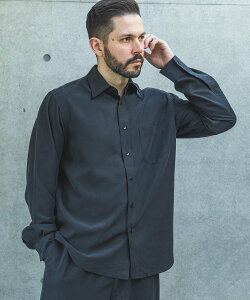 MR.OLIVE T/R POWDER CLOTH /REGULAR COLLAR SHIRT �~�X�^�[�I���[�u �g�b�v�X �V���c�E�u���E�X �u���b�N �u���E���y���������z