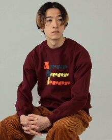 【SALE／70%OFF】BEAMS T Do One Thing / NEVER CREW SWEAT ビームス アウトレット トップス スウェット・トレーナー グレー レッド