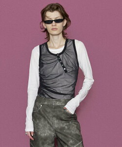 MAISON SPECIAL Henry Neck Tank Top Layered Tops ���]���X�y�V���� �g�b�v�X �J�b�g�\�[�ET�V���c �x�[�W�� ���b�h �u���b�N�y���������z