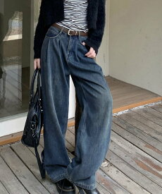 【SALE／50%OFF】miniministore タックワイドデニムパンツレディース韓国風 ミニミニストア パンツ ジーンズ・デニムパンツ ブルー ベージュ ブラック ホワイト【送料無料】